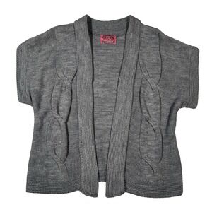Vintage Sweet & Sinful Cardigan Sweater Gray Cable Knit Short Sleeve L‎ USA Made